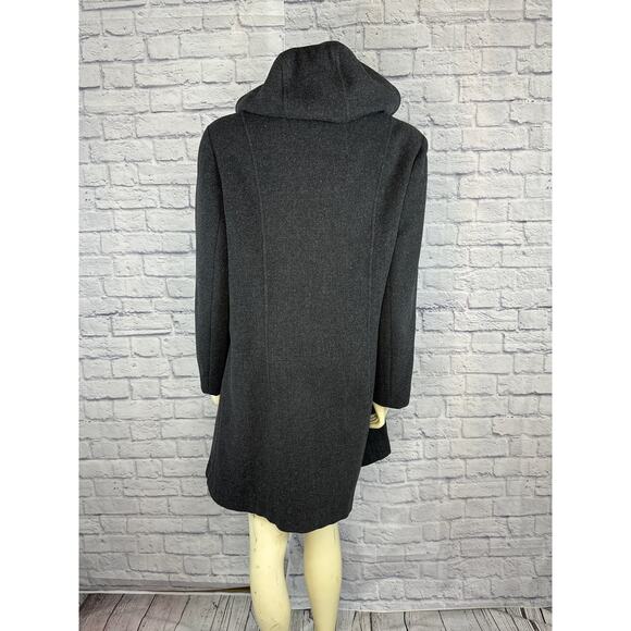 Vintage Donnybrook Y2K Hooded Charcoal Gray Coat zipper closing size 12 - Picture 9 of 13